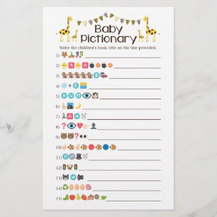 Giraffe Baby Books Emoji Pictionary Showspiel Flyer