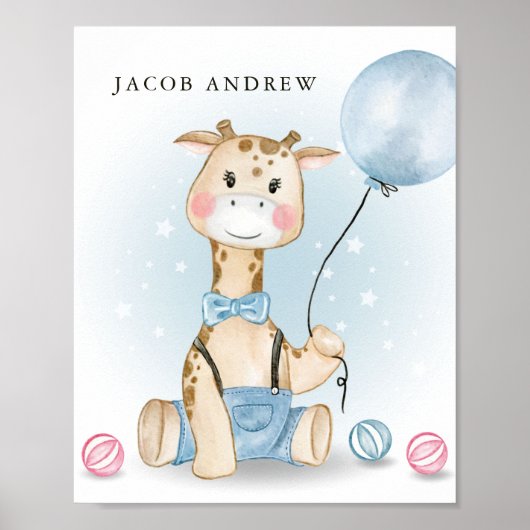 Giraffe Baby Boy Kinderzimmer Poster (Vorne)