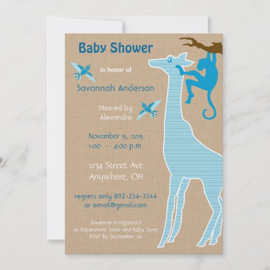 Giraffe Baby Boy Shower Einladungen (Vorderseite)