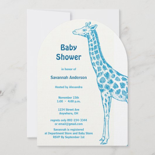 Giraffe Baby Boy Shower Einladungen (Vorderseite)