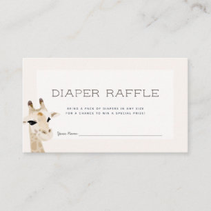 Giraffe Baby Dusche Beige Diaper Raffle Ticket Begleitkarte