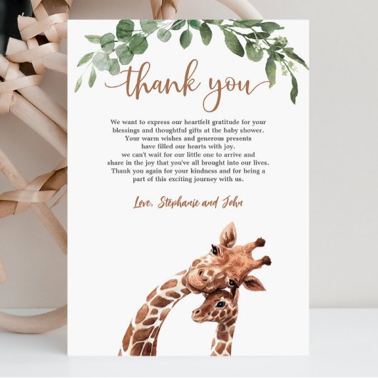 Giraffe Baby Dusche Danke Karte