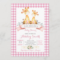 Giraffe Baby Dusche Einladung Rosa Mädchen
