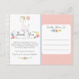 Giraffe Baby Dusche Niedliche Blüte Danke Foto Postkarte