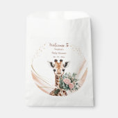 Giraffe Baby Dusche Willkommen Floral Safari Geschenktütchen (Vorderseite)