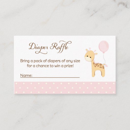 Giraffe Baby Duwer Diaper Raffelkarten Begleitkarte (Vorderseite)