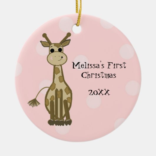 Giraffe Baby First Christmas Keramik Ornament (Vorne)