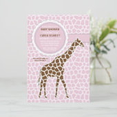 Giraffe Baby Girl Dusche Einladung (Stehend Vorderseite)
