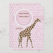 Giraffe Baby Girl Dusche Einladung (Vorne/Hinten)