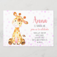 Giraffe Baby Girl Niedlich Confetti Rosa Geburtsta