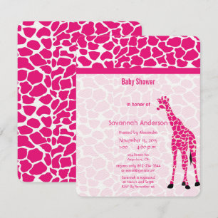 Giraffe Baby Girl PINK Moderne Pattern Baby Dusche Einladung