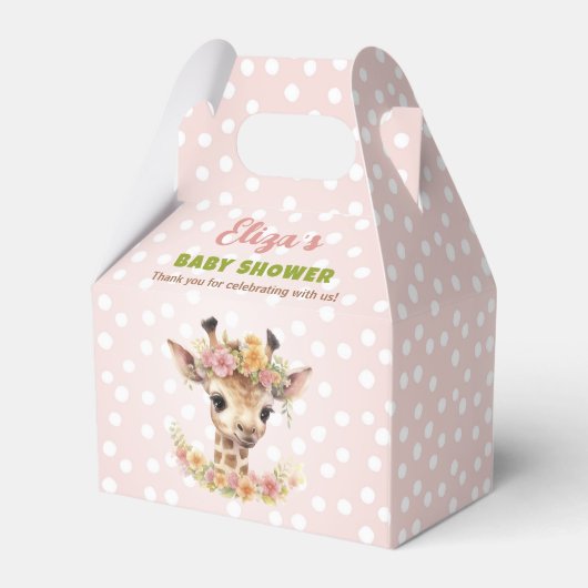 Giraffe Baby Girl Shower Wild One Girly Safari Geschenkschachtel (Rückseite)