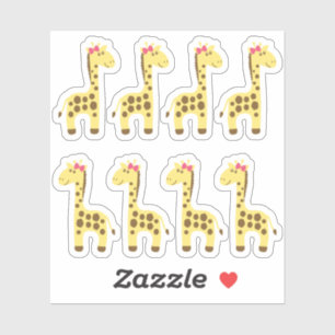 Giraffe Baby Mädchen Rosa Schleife Planer / Scrapb Aufkleber