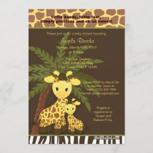 Giraffe-Baby-Party-Einladung Safari Dschungel Mutt Einladung