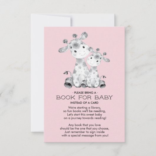 Giraffe Baby Shower Book for Baby Card Einladung (Vorderseite)