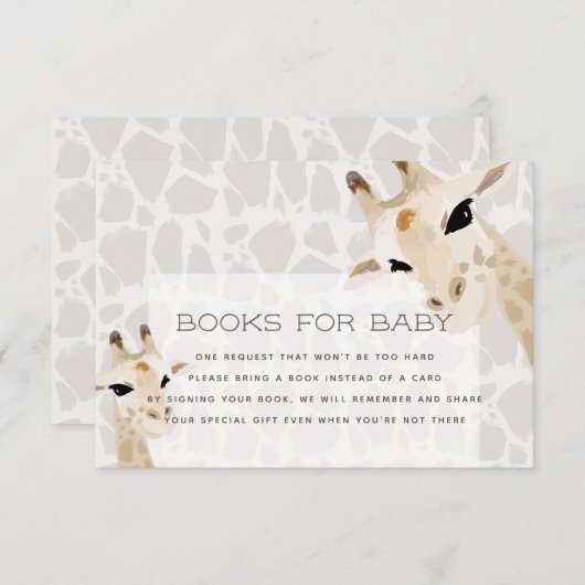Giraffe Baby Shower Book Request Card Begleitkarte (Vorne/Hinten)