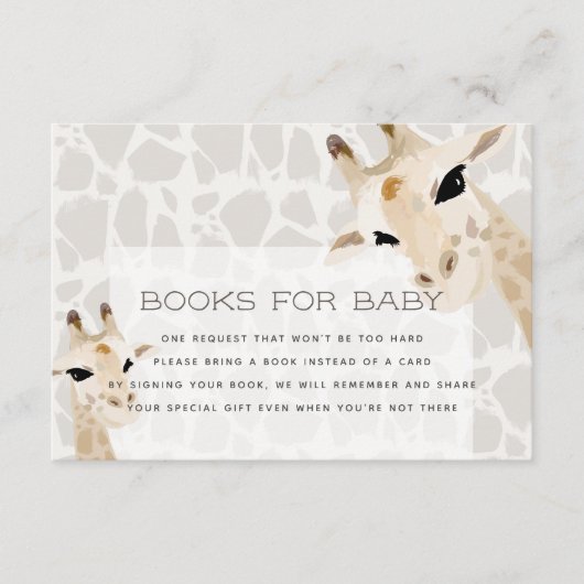 Giraffe Baby Shower Book Request Card Begleitkarte (Vorderseite)
