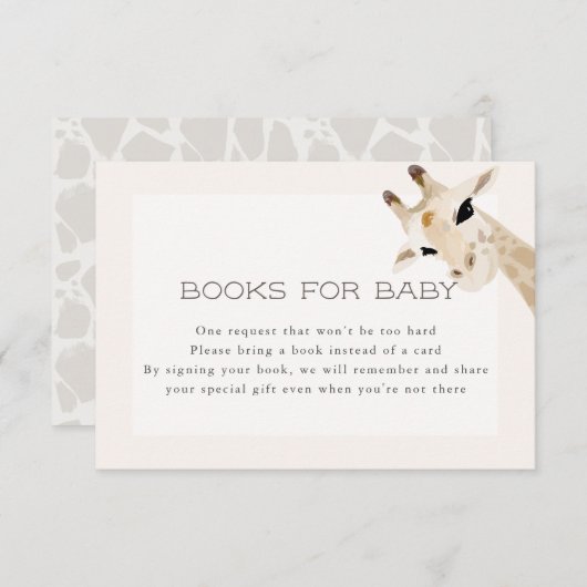 Giraffe Baby Shower Books for Baby Card Begleitkarte (Vorne/Hinten)