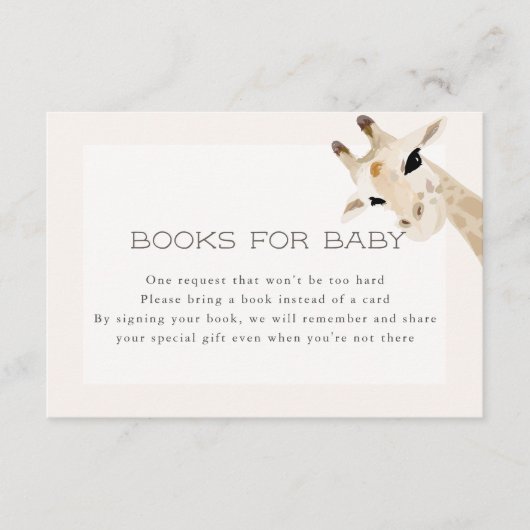Giraffe Baby Shower Books for Baby Card Begleitkarte (Vorderseite)