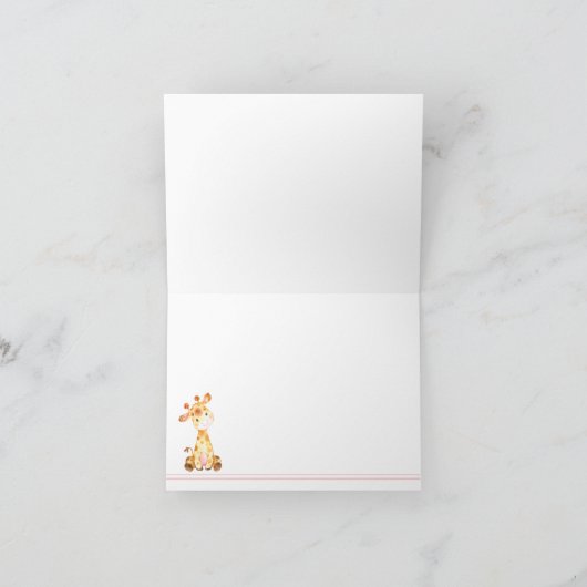 Giraffe Baby Shower Dankeschön Karten (Mädchen) (Innenseite)