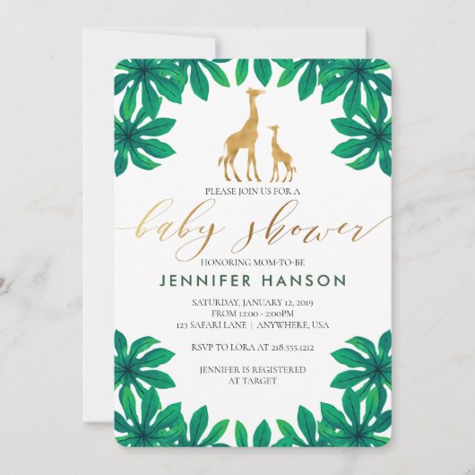 Giraffe Baby Shower Einladung (Vorderseite)