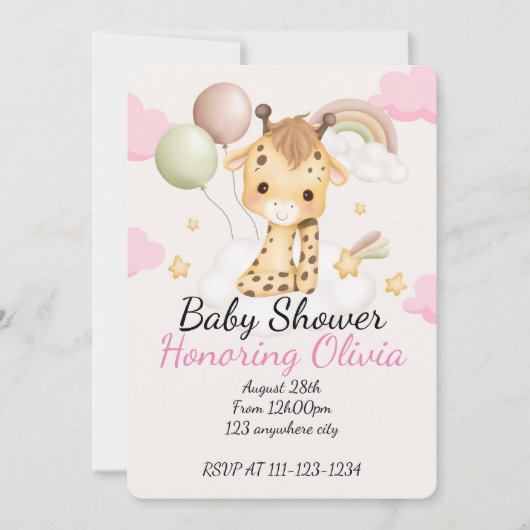 GIRAFFE BABY SHOWER EINLADUNG (Vorderseite)
