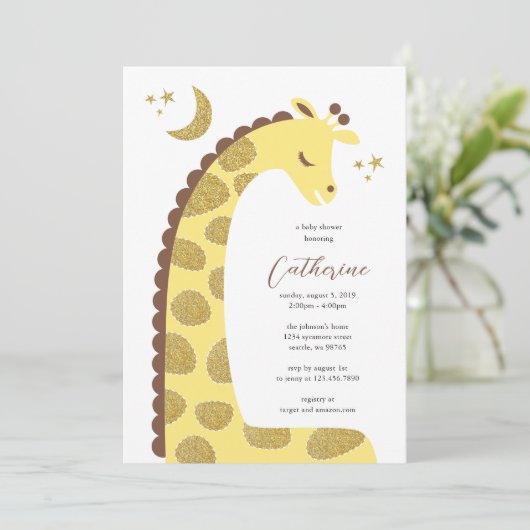 Giraffe Baby Shower Einladung (Stehend Vorderseite)