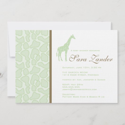 Giraffe Baby Shower Einladung (Vorderseite)