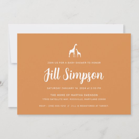 Giraffe Baby Shower Einladung (Vorderseite)