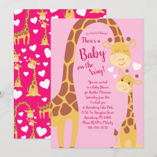 Giraffe Baby Shower Einladung (Vorne/Hinten)