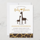 Giraffe Baby Shower Einladung Brown & Gold (Vorderseite)