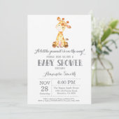 Giraffe Baby Shower Einladung Gelb und Grau (Stehend Vorderseite)