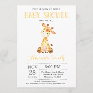 Giraffe Baby Shower Einladung Gelb und Grau
