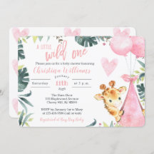 Giraffe Baby Shower Einladungen für ein Mädchen