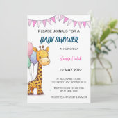 Giraffe Baby Shower - Girl Einladung (Stehend Vorderseite)