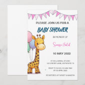 Giraffe Baby Shower - Girl Einladung (Vorne/Hinten)