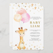 Giraffe Baby Shower Girl Einladung (Vorne/Hinten)