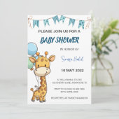 Giraffe Baby Shower - Junge Einladung (Stehend Vorderseite)