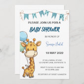 Giraffe Baby Shower - Junge Einladung (Vorne/Hinten)
