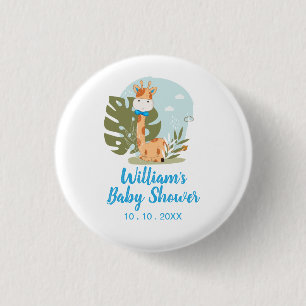 Giraffe Baby Shower Napkin (Boy Safari Animal) Button