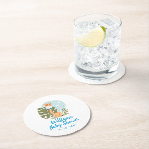 Giraffe Baby Shower Napkin (Boy Safari Animal) Runder Pappuntersetzer