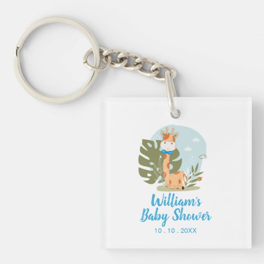 Giraffe Baby Shower Napkin (Boy Safari Animal) Schlüsselanhänger (Vorderseite)