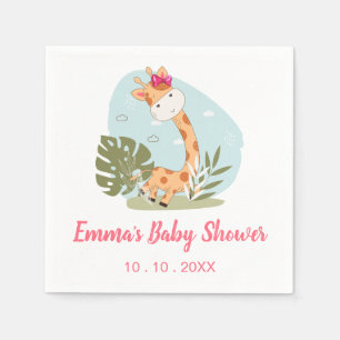 Giraffe Baby Shower Napkin (Girl Safari Animal) Serviette
