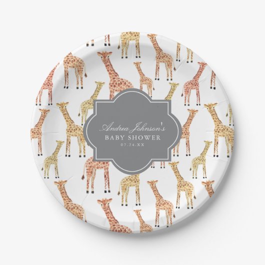Giraffe Baby Shower Pappteller (Vorderseite)
