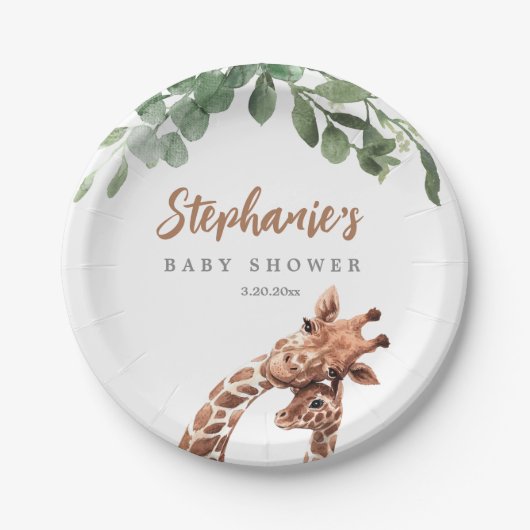 Giraffe Baby Shower Plate Pappteller (Vorderseite)