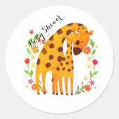 Giraffe Baby Shower Runder Aufkleber (Vorderseite)