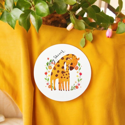 Giraffe Baby Shower Runder Aufkleber