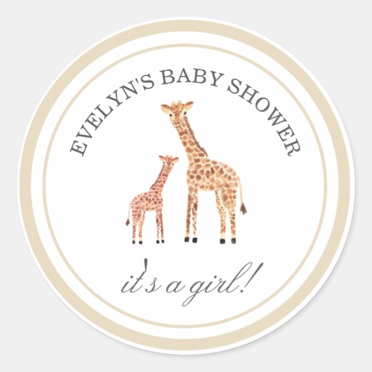 Giraffe Baby Shower Stickers (Vorderseite)