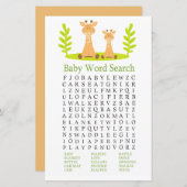 Giraffe Baby Shower Word Search Game (Vorne/Hinten)