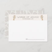 Giraffe Babydusche Beige Advice Card Begleitkarte (Vorne/Hinten)
